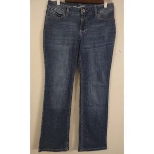 Wrangler Womens Size 28 Blue Straight Leg Dark Wash Cotton Blend Stretch Jean